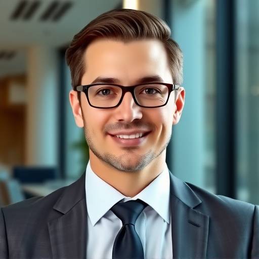 <BR>Retrato corporativo de um executivo em um escritório moderno.<BR>