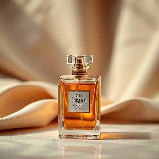 <BR>Uma fotografia de produto mostrando um frasco de perfume em um fundo elegante.<BR>